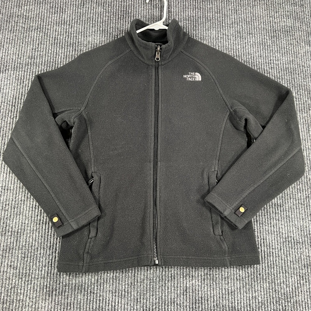 North‎ Face Sweatshirt Youth Boys Medium Black Long Sleeve Full Zip Fleece Mock